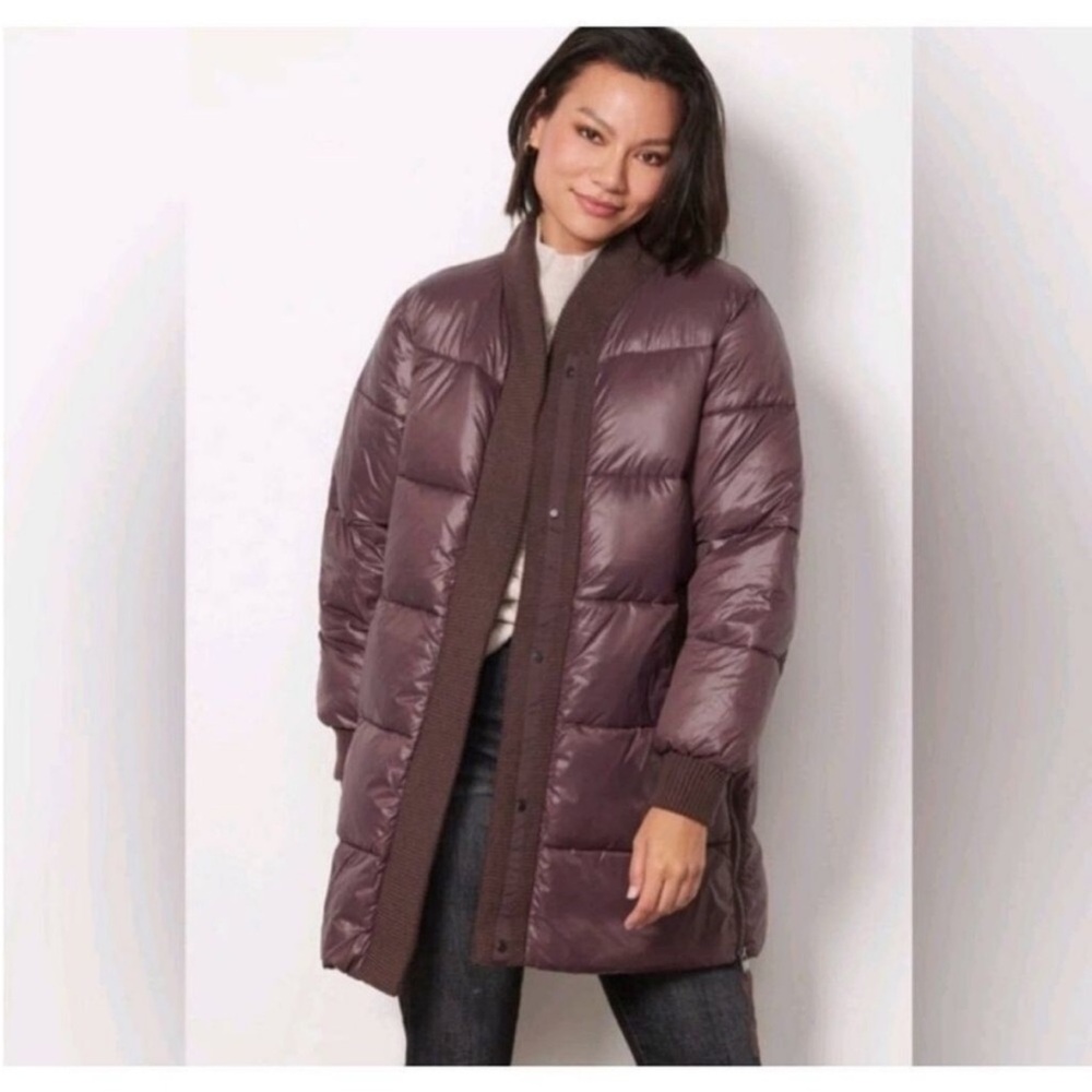 Varley Baldwin Raisin Plum Long Puffer Coat